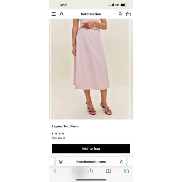 Reformation Laguna two pieces Set Pink size 4 - Picture 2 of 9